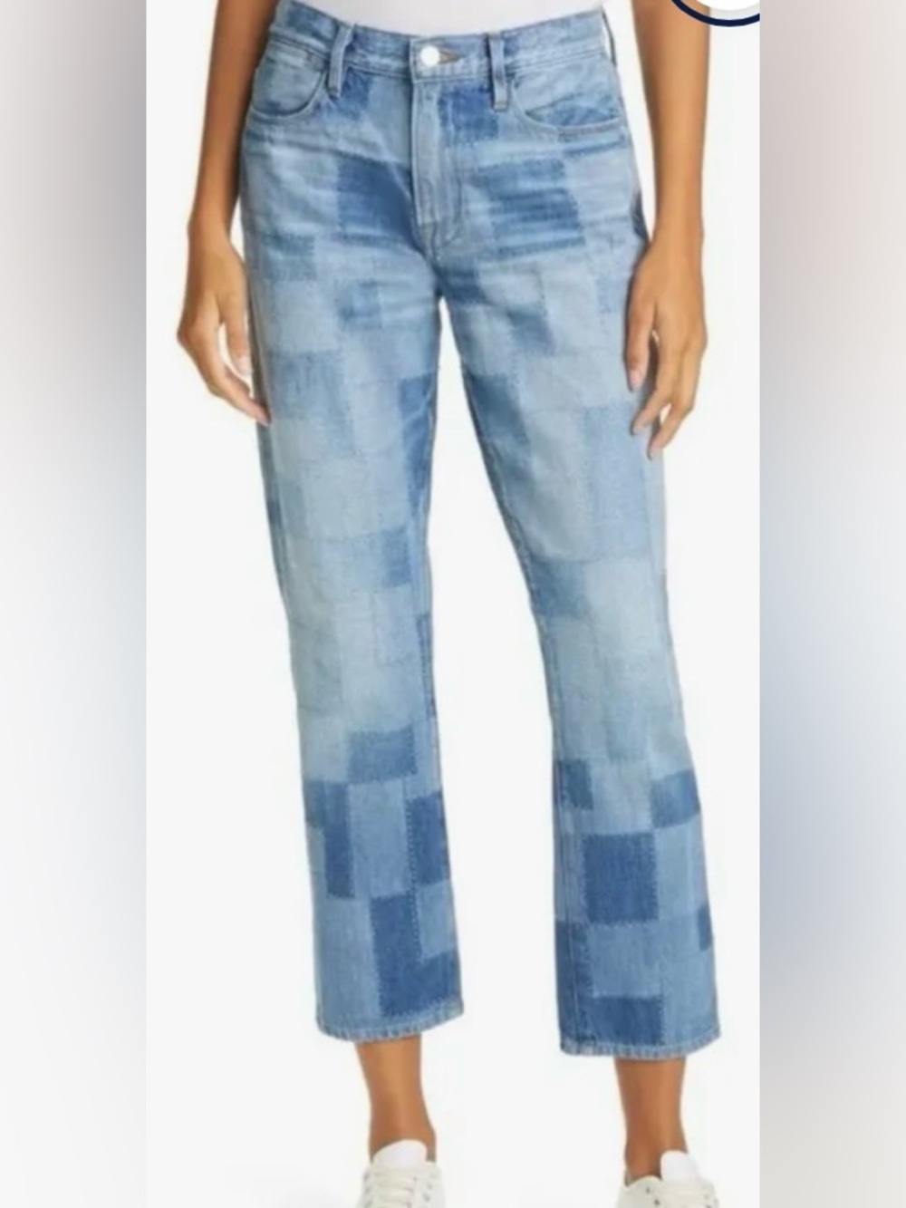FRAME Le High Straight Patchwork High Rise Cropped Jeans Size 26